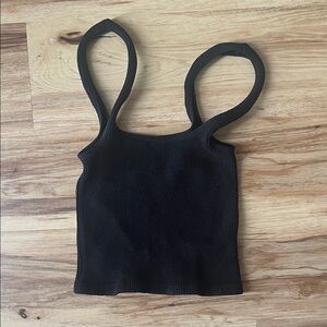 Zara Black Ribbed Cropped Tank Top